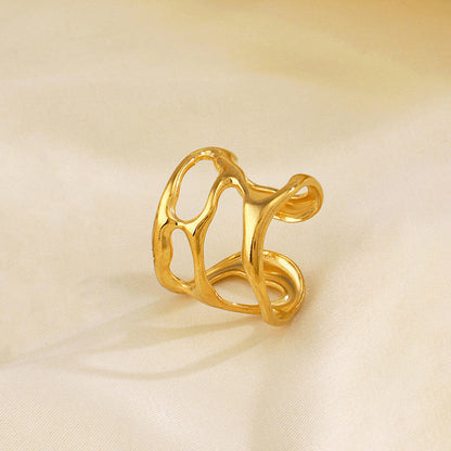 Gold-Plated Abstract Cutout Statement Ring