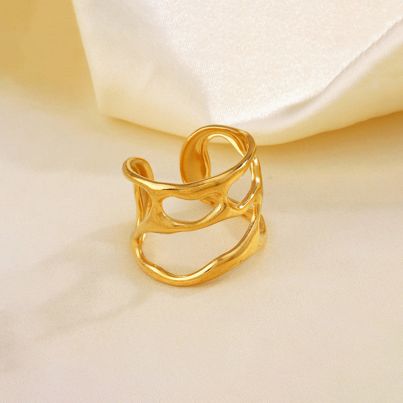 Gold-Plated Abstract Cutout Statement Ring