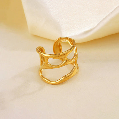 Gold-Plated Abstract Cutout Statement Ring