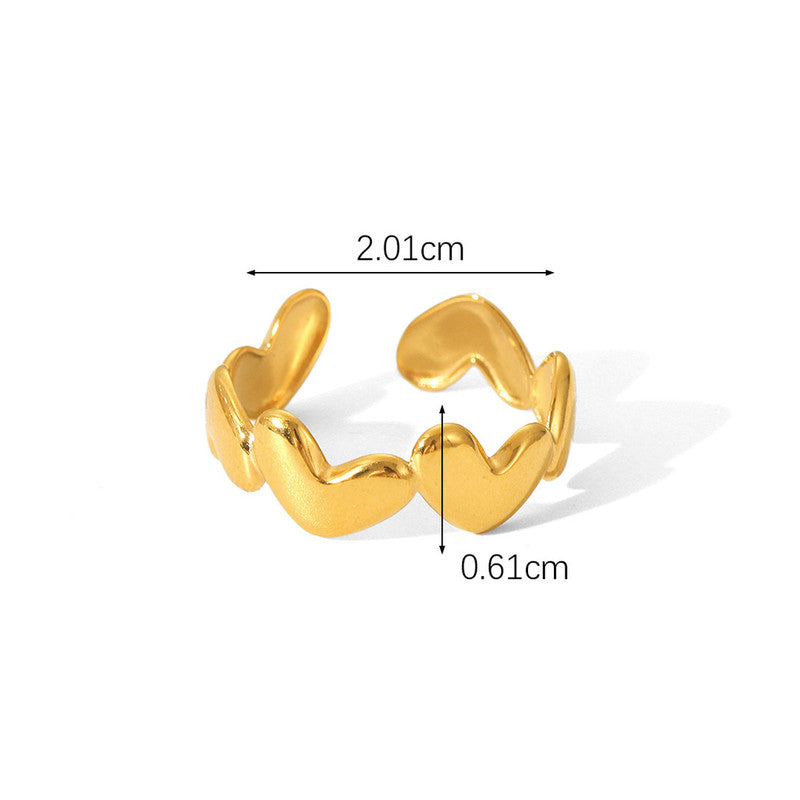 Elegant Heart Wave Gold Ring for Women
