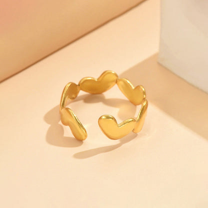 Elegant Heart Wave Gold Ring for Women