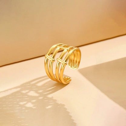 Gold-Plated Geometric Multi-Band Ring