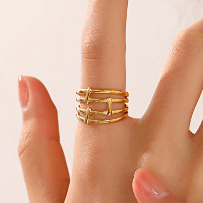 Gold-Plated Geometric Multi-Band Ring