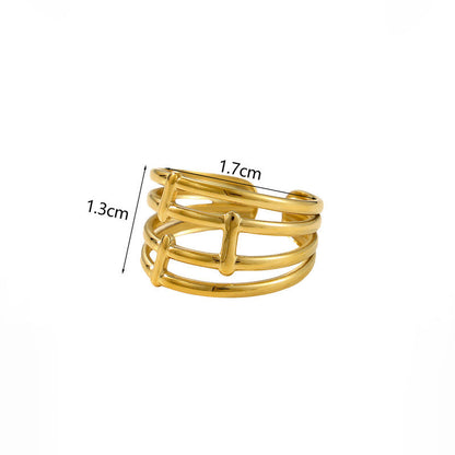 Gold-Plated Geometric Multi-Band Ring