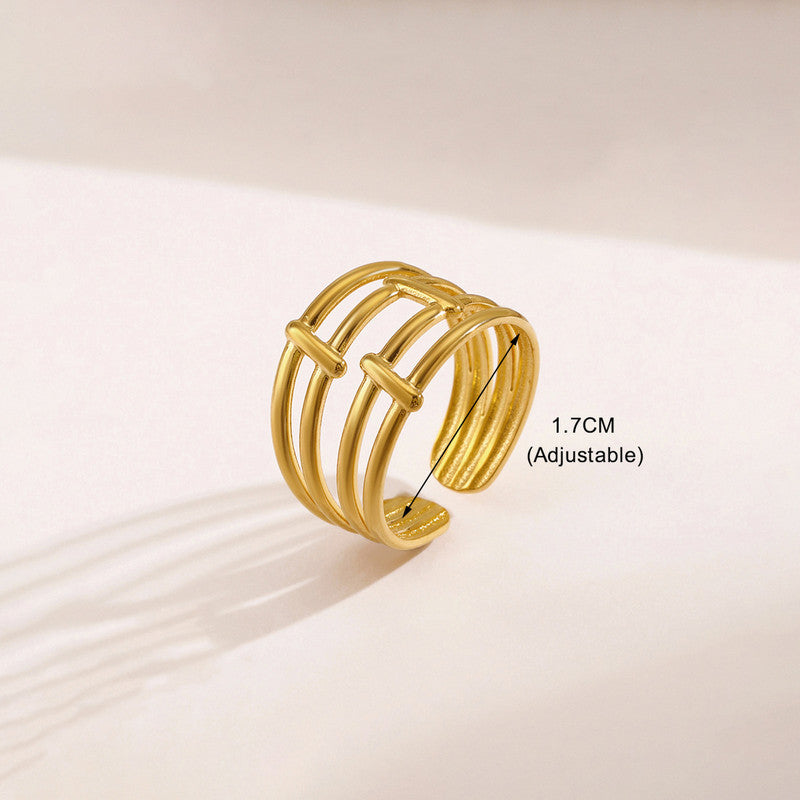 Gold-Plated Geometric Multi-Band Ring