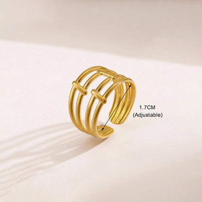 Gold-Plated Geometric Multi-Band Ring