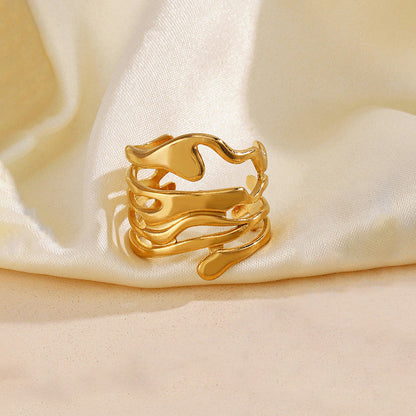 Modern Gold Multi-Layer Melt Ring
