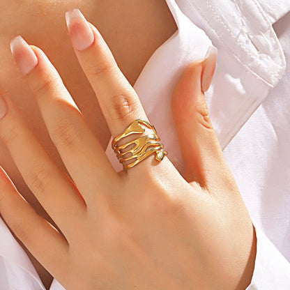 Modern Gold Multi-Layer Melt Ring
