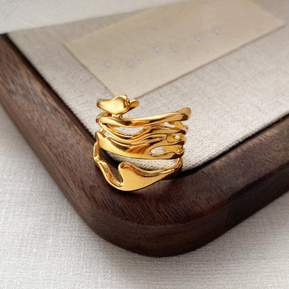 Modern Gold Multi-Layer Melt Ring