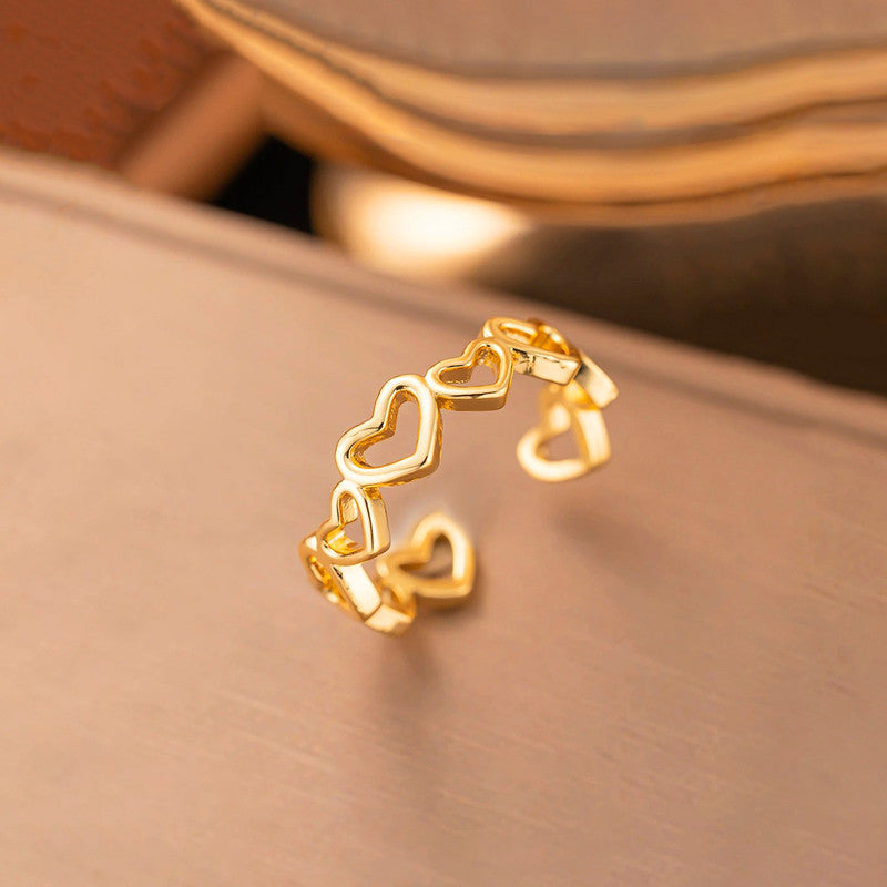 Gold-Plated Open Heart Band Ring