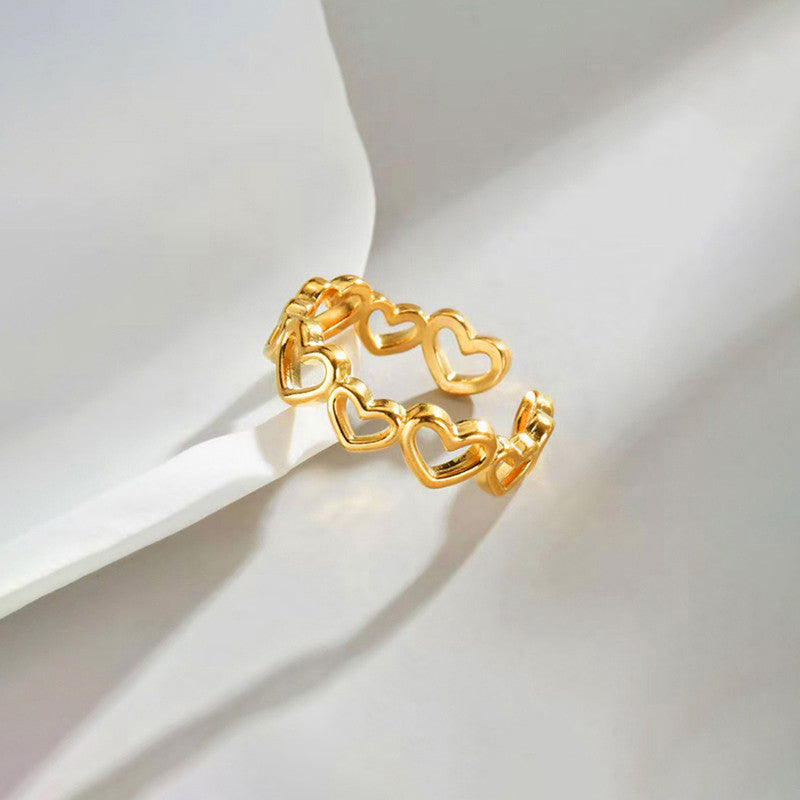 Gold-Plated Open Heart Band Ring
