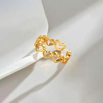 Gold-Plated Open Heart Band Ring