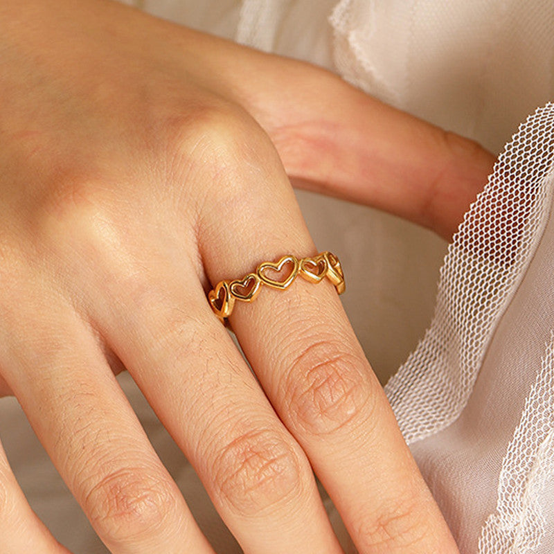 Gold-Plated Open Heart Band Ring