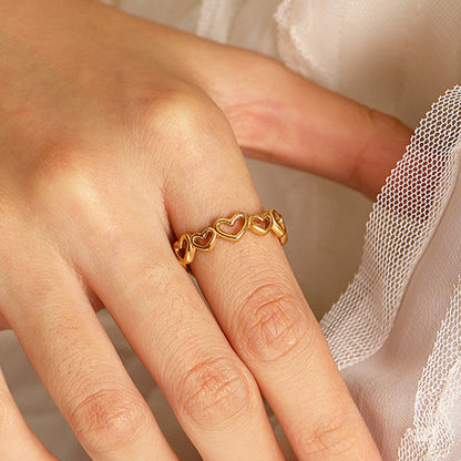 Gold-Plated Open Heart Band Ring