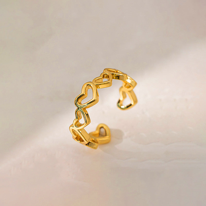 Gold-Plated Open Heart Band Ring