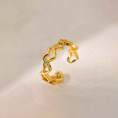Gold-Plated Open Heart Band Ring