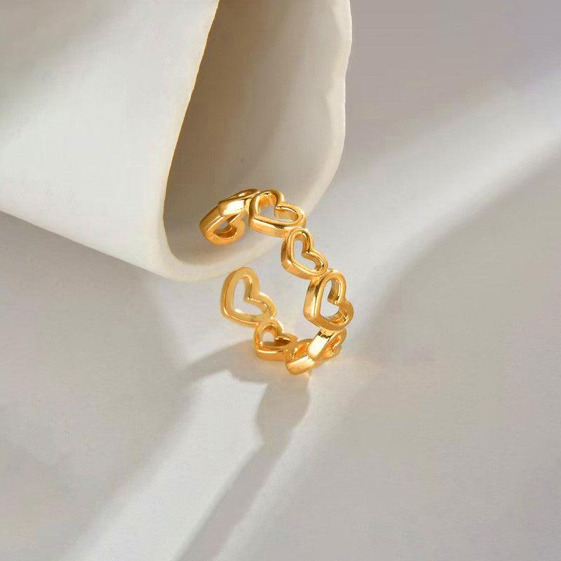 Gold-Plated Open Heart Band Ring