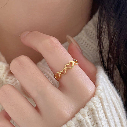 Gold-Plated Open Heart Band Ring
