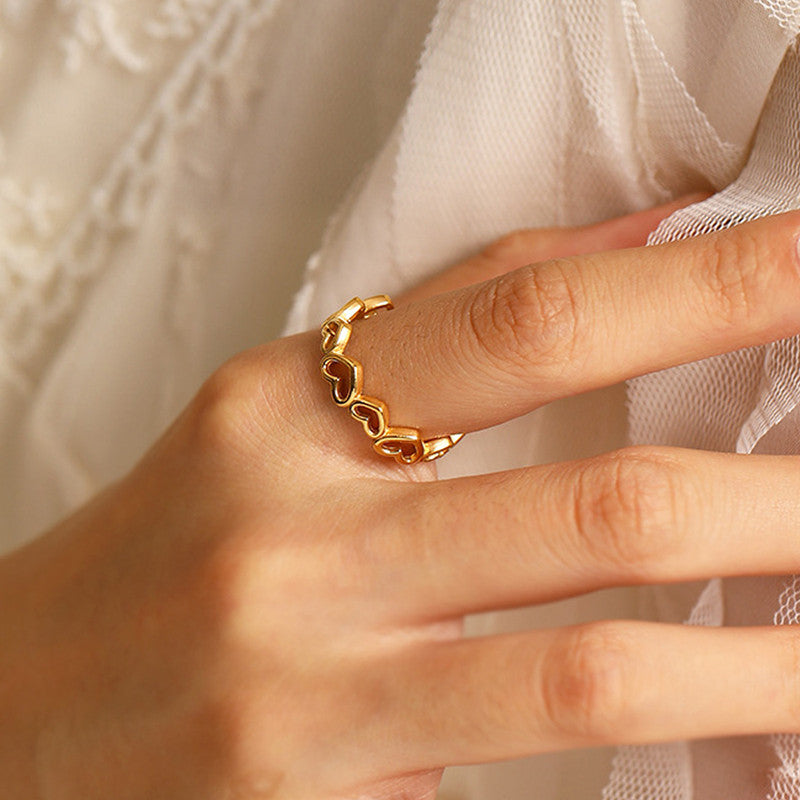 Gold-Plated Open Heart Band Ring