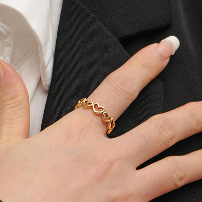 Gold-Plated Open Heart Band Ring