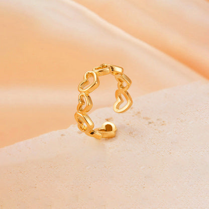 Gold-Plated Open Heart Band Ring