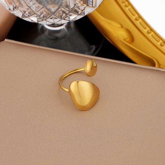 Gold-Plated Abstract Dual Disc Ring