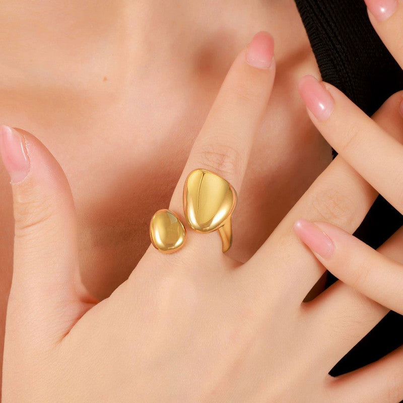 Gold-Plated Abstract Dual Disc Ring