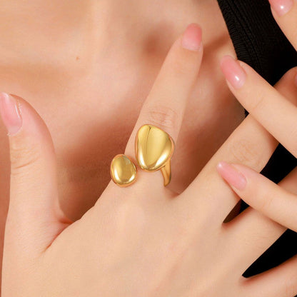 Gold-Plated Abstract Dual Disc Ring