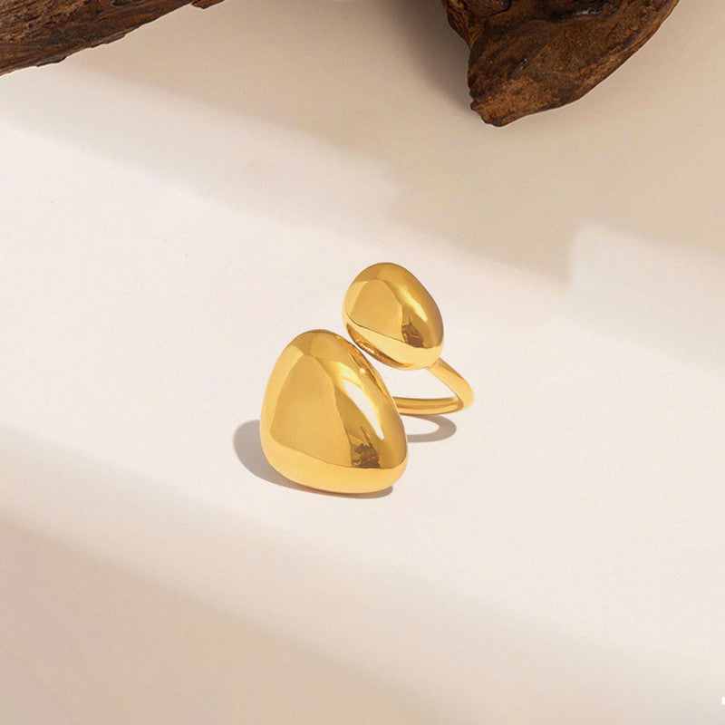 Gold-Plated Abstract Dual Disc Ring