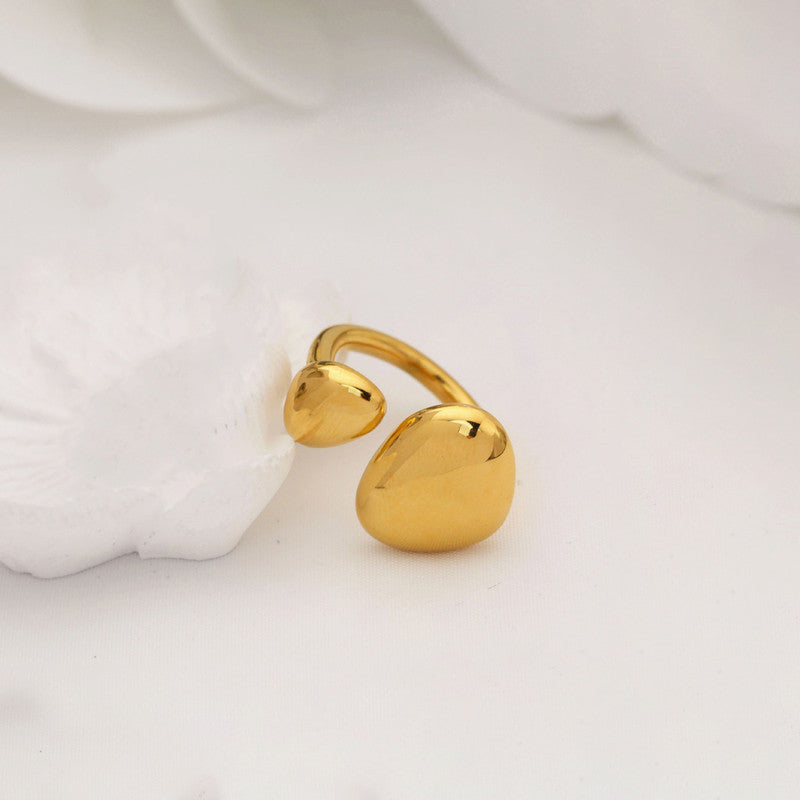 Gold-Plated Abstract Dual Disc Ring