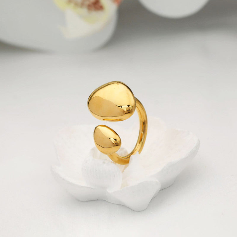 Gold-Plated Abstract Dual Disc Ring