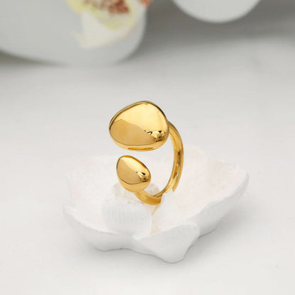 Gold-Plated Abstract Dual Disc Ring
