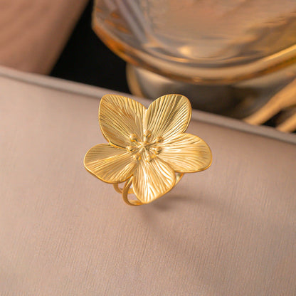 Gold Flower Adjustable Ring for Women