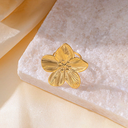 Gold Flower Adjustable Ring for Women