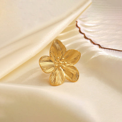 Gold Flower Adjustable Ring for Women