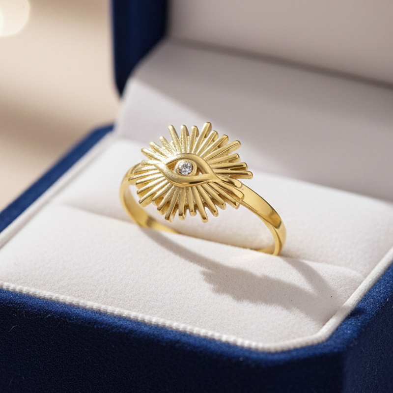 Elegant Evil Eye Gold Ring for Women