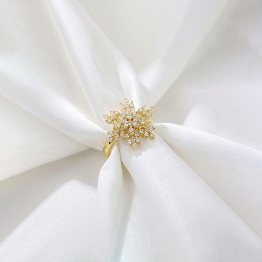 Gold Crystal Flower Cluster Ring