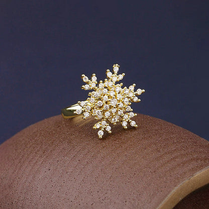 Gold Crystal Flower Cluster Ring