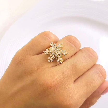 Gold Crystal Flower Cluster Ring