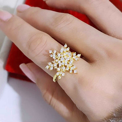 Gold Crystal Flower Cluster Ring