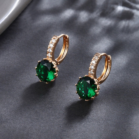 Emerald Green CZ Drop Huggie Earrings – Elegant Luxe Style