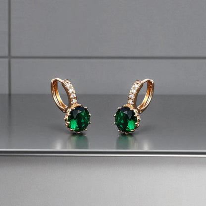 Emerald Green CZ Drop Huggie Earrings – Elegant Luxe Style