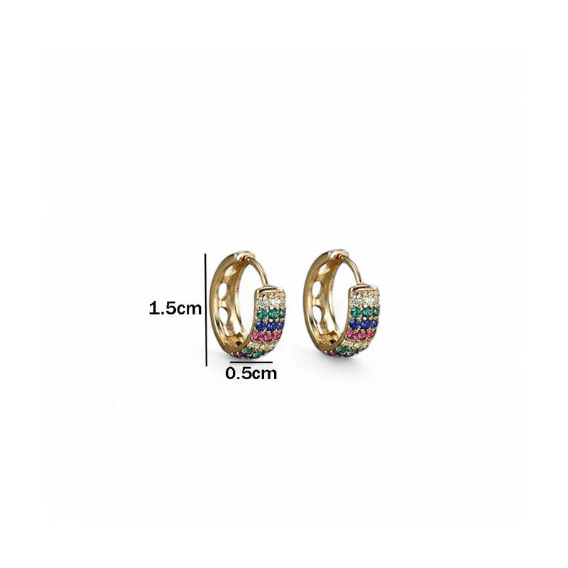 Rainbow CZ Huggie Hoop Earrings – Minimal Luxe Style
