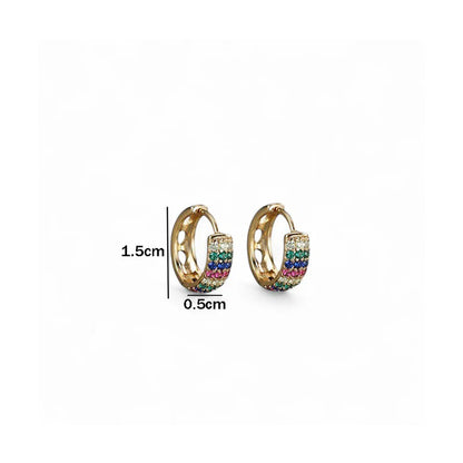 Rainbow CZ Huggie Hoop Earrings – Minimal Luxe Style