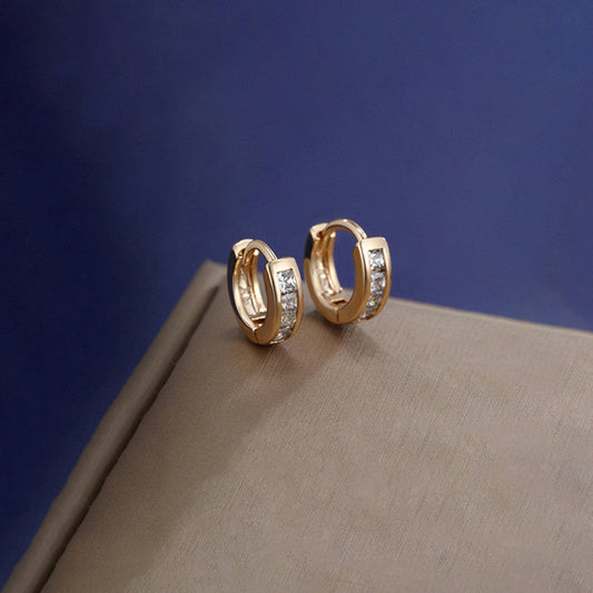Modern Edge Crystal Hoops