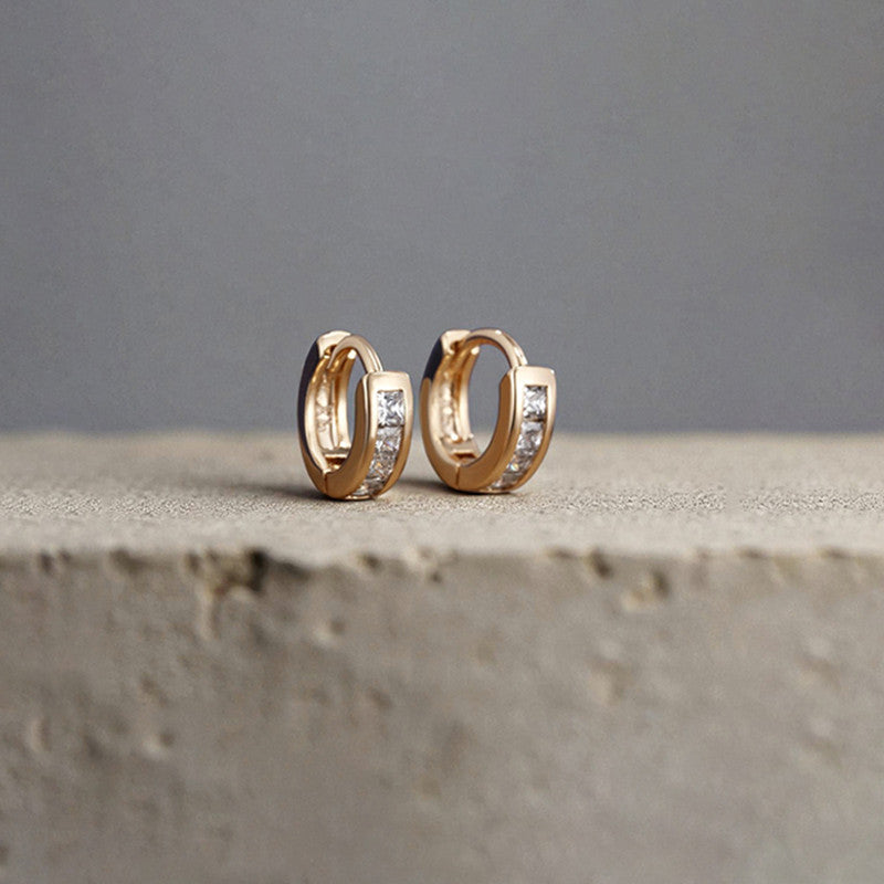 Modern Edge Crystal Hoops