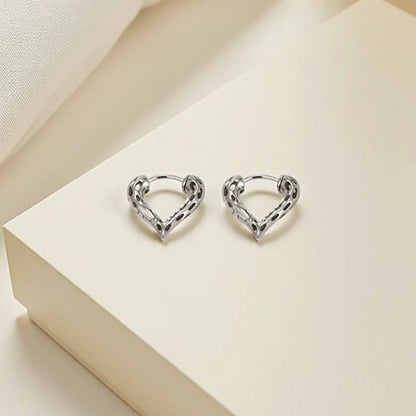 Textured Heart Frame Stud Earrings – Minimal Chic