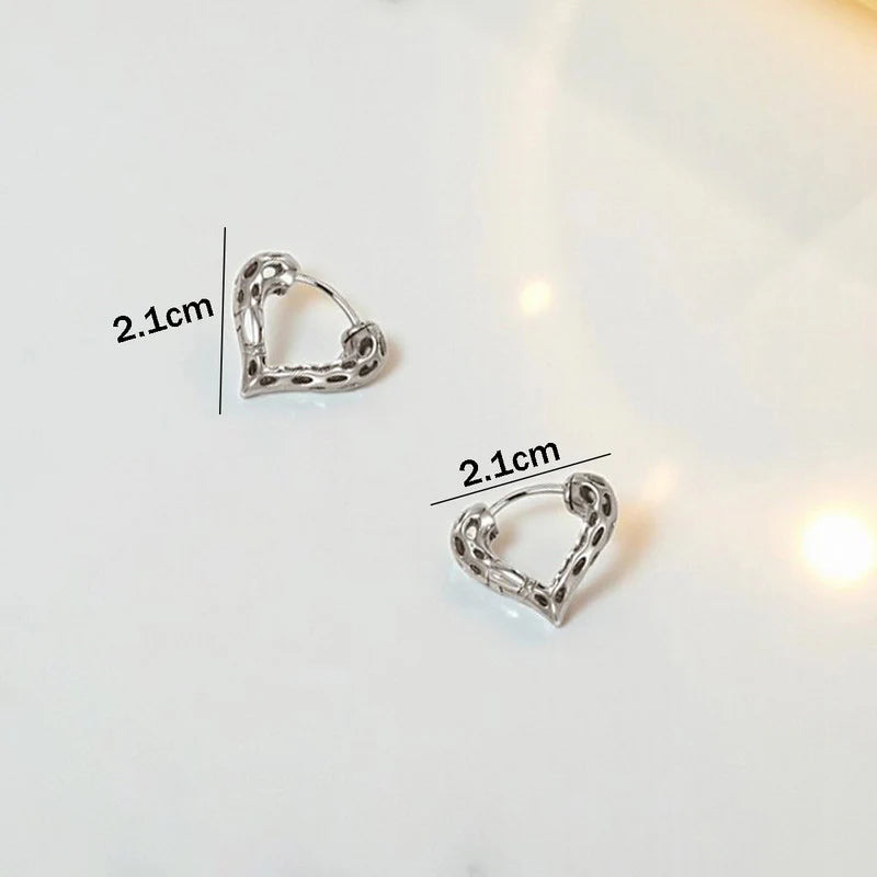 Textured Heart Frame Stud Earrings – Minimal Chic
