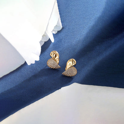 Dual Tone Textured Heart Stud Earrings – Elegant Statement