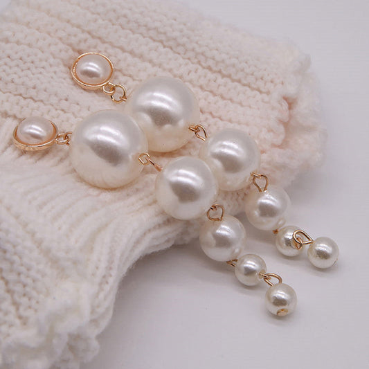 Multi-Layer Pearl Drop Earrings for Women